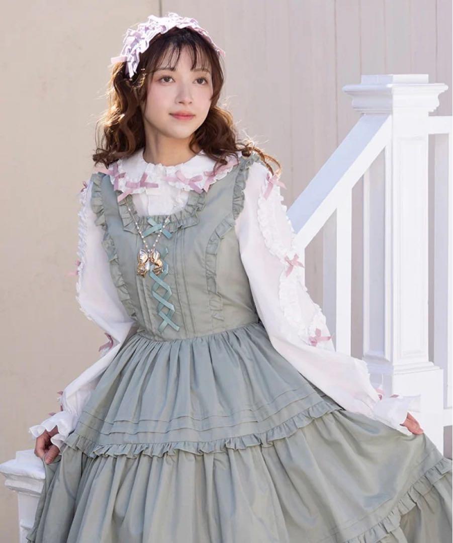 axes femme Chalmiereフリルロングワンピースグリーン axes femme Chalmiereフリルロングワンピースグリーン
