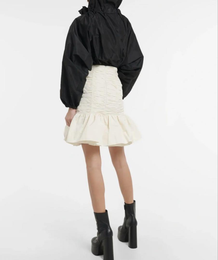 パトゥ PATOU Ruched faille miniskirt ホワイト