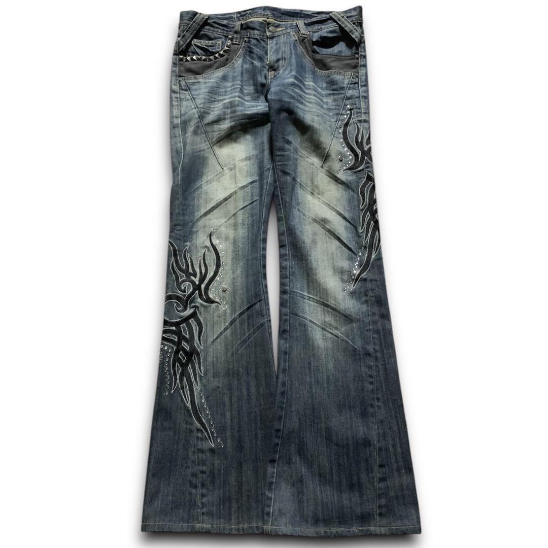 パンツ 00s tornado mart tribal flare denim
