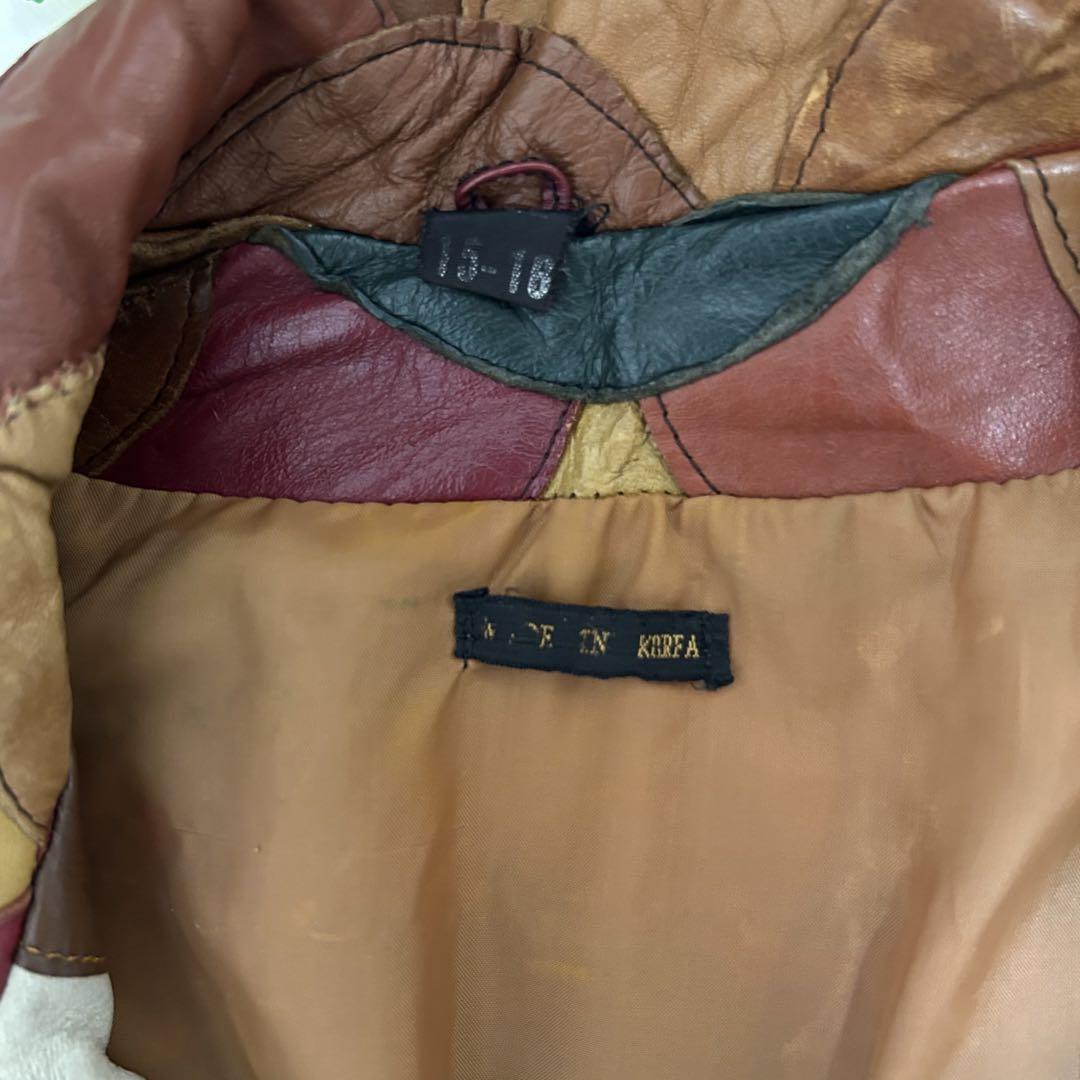 vintage】70´s パッチワーク レザージャケット 鱗柄 個性的 お洒落