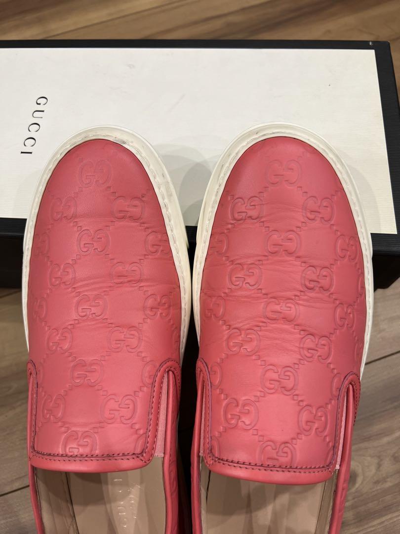 美品★GUCCI グッチ シマ GG柄 スリッポン スニーカー 25cm ピンク