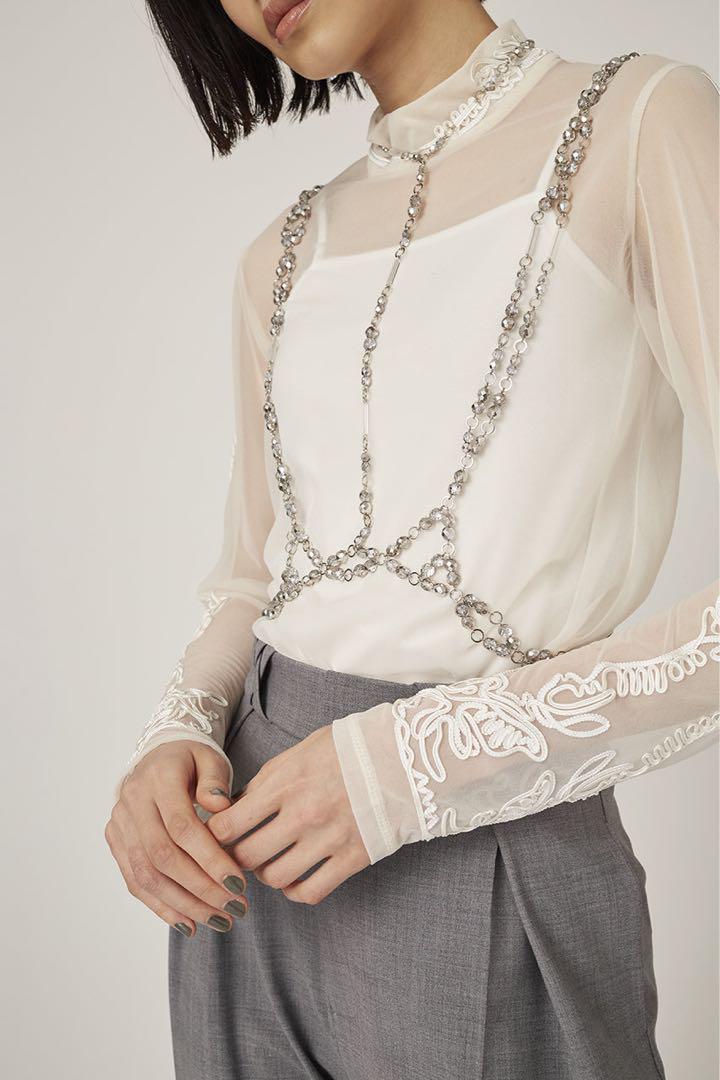 MURRAL Scenery embroidery sheer top