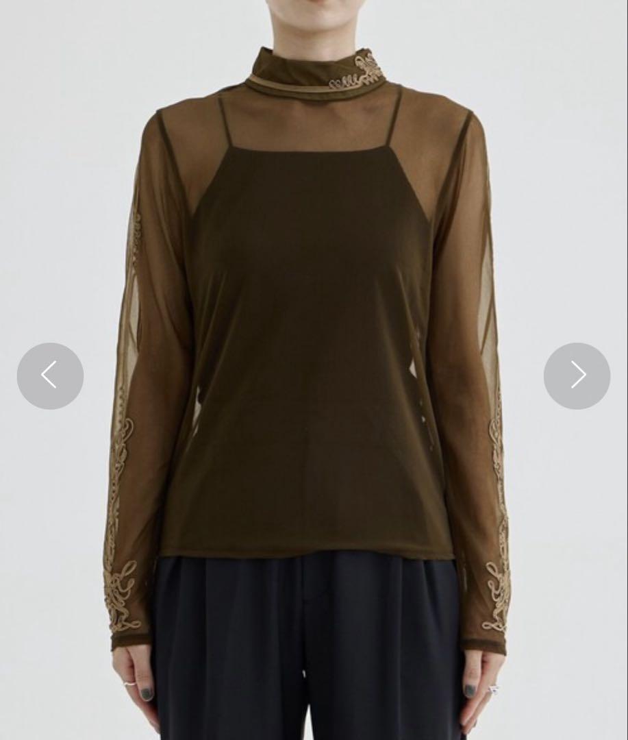 MURRAL Scenery embroidery sheer top