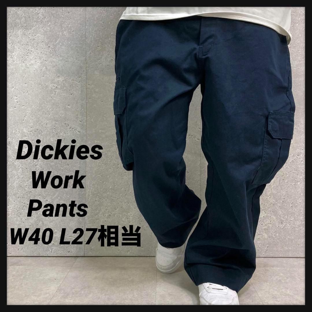 ディッキーズ　ワークパンツ　チノパン　ネイビー　古着W40 L27相当