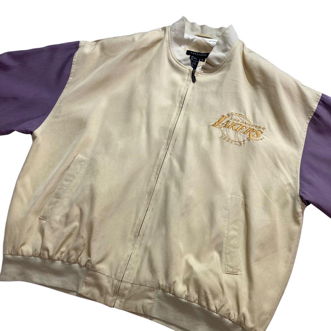 90s TULLIANO Lakers フルジップ ジャケット ベージュ 薄紫