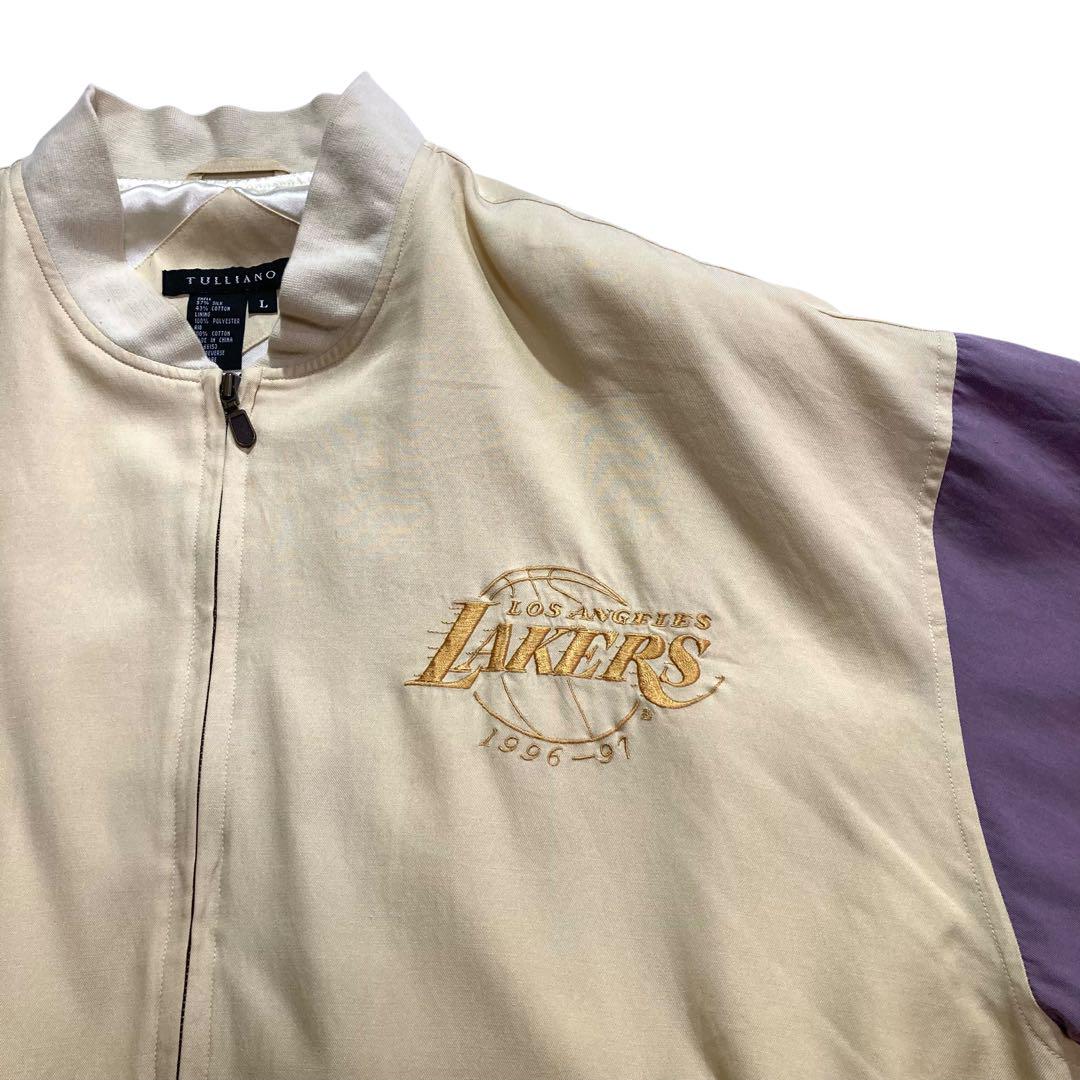90s TULLIANO Lakers フルジップ ジャケット ベージュ 薄紫