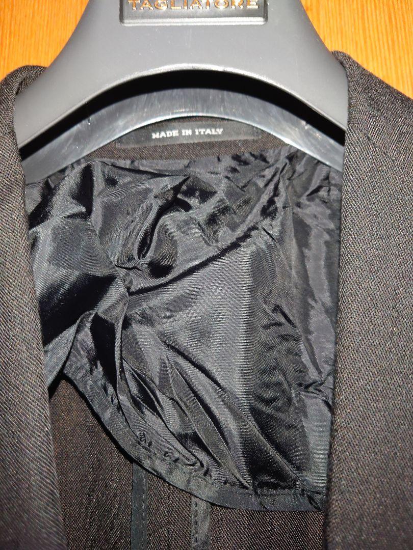 TAGLIATORE ブラック ダブルブレストリネンジャケット