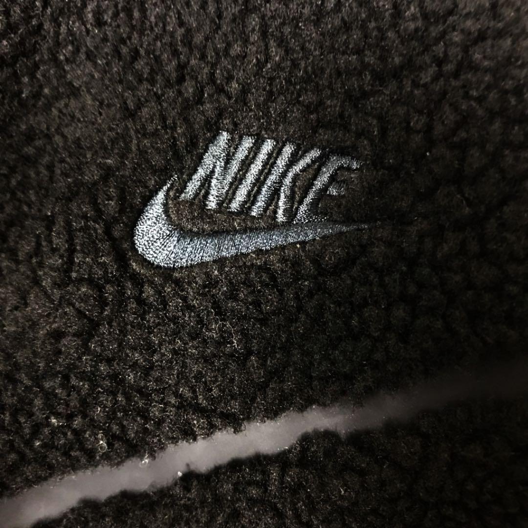 【日本未発売】 NIKE ナイキ 黒 レアモコモコ 古着 ボア パーカー ブラックメンズM - パーカー