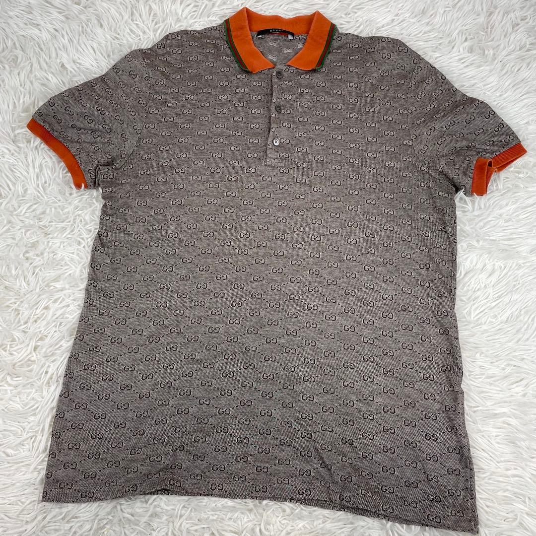 GUCCI グッチ GGパターン柄 総柄 半袖ポロシャツ L相当 GUCCI グッチ GGパターン柄 総柄 半袖ポロシャツ L相当