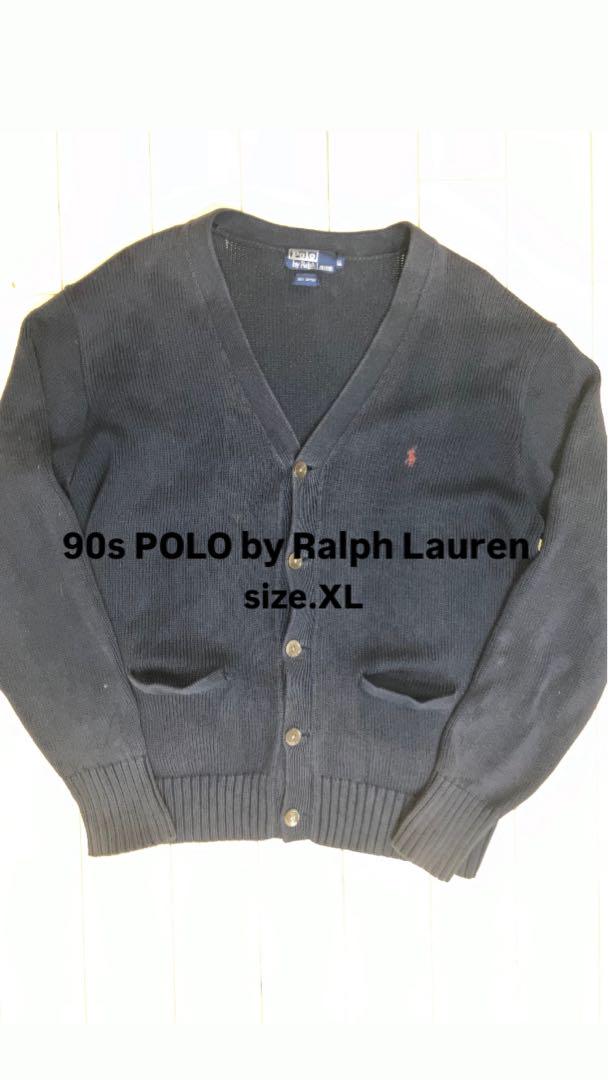 90s POLO by Ralph Lauren ネイビー カーディガン XL