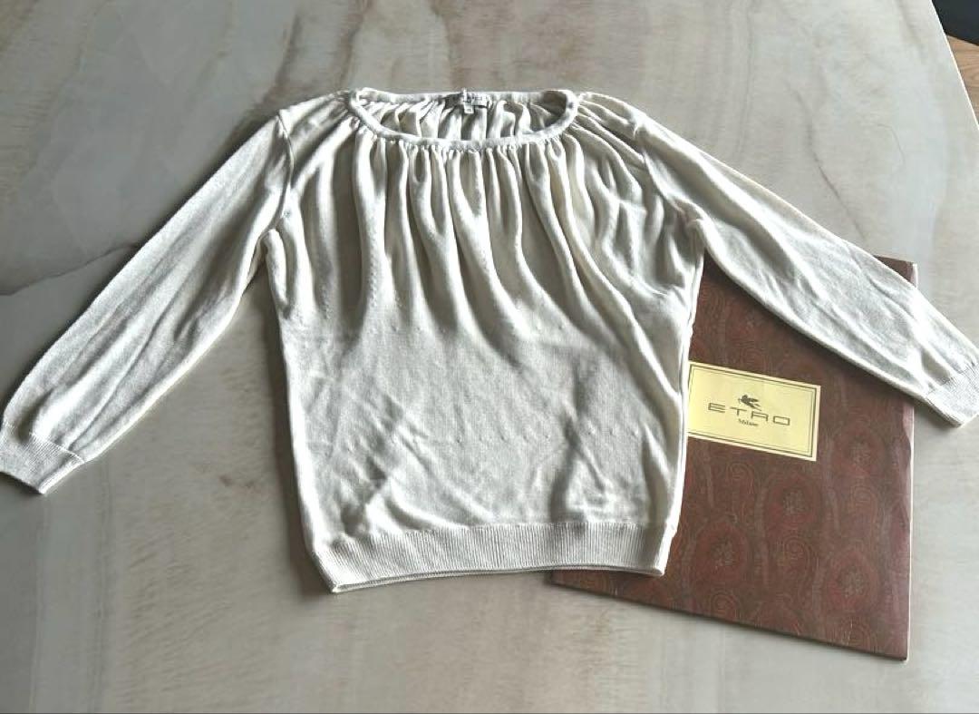 新品・未使用　ETRO ギャザー　サマー　ニット 38 コットン　シンプル
