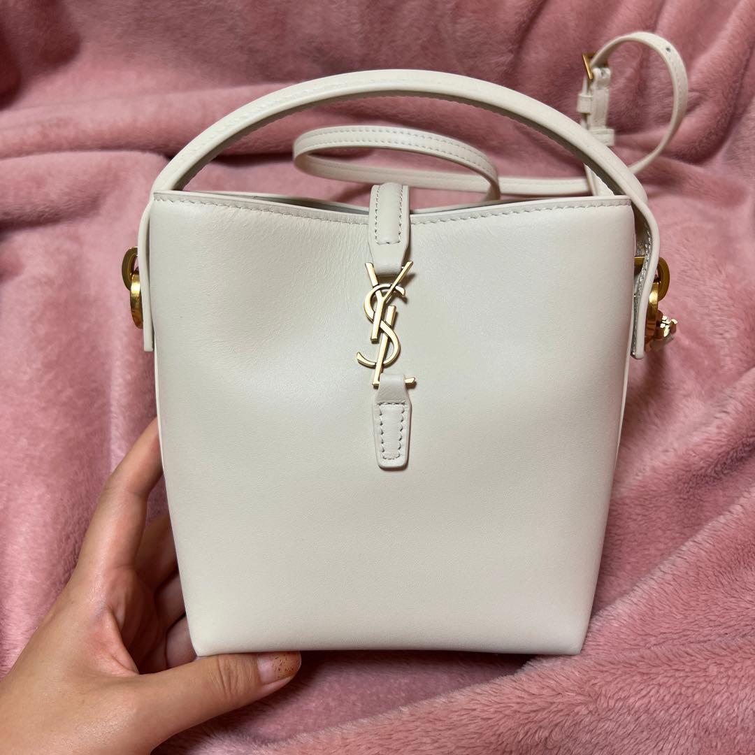 SAINT LAURENTLE37バケットバッグミニホワイトミニショルダーバッグ