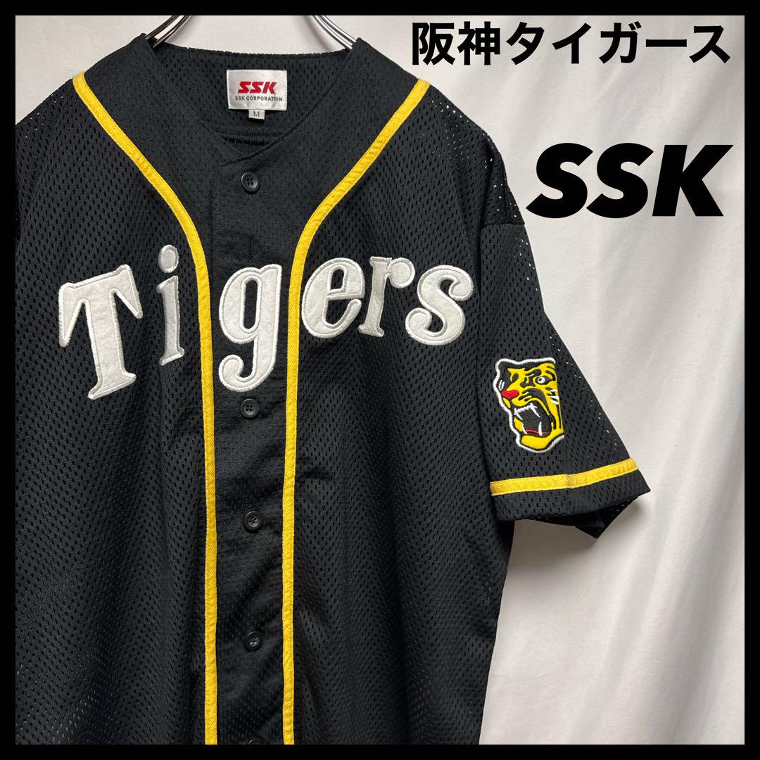 阪神タイガース ユニフォーム ネイビー メッシュ 阪神タイガース 応援メッシュユニフォーム 黒縦じま / サイズM