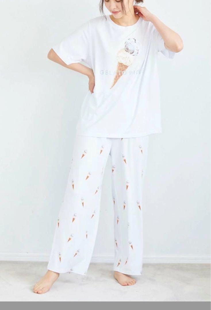 人気の贈り物が大集合 ジェラートピケ アイスクリームワンポイントTシャツ ロング ルームウェア・パジャマ