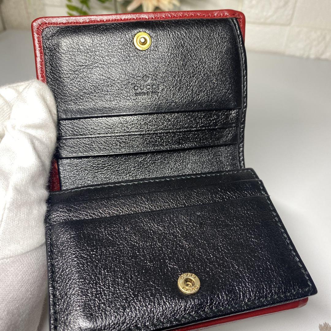 極美 GUCCI キルティング レザー GG マーモント ミニ ウォレット 財布