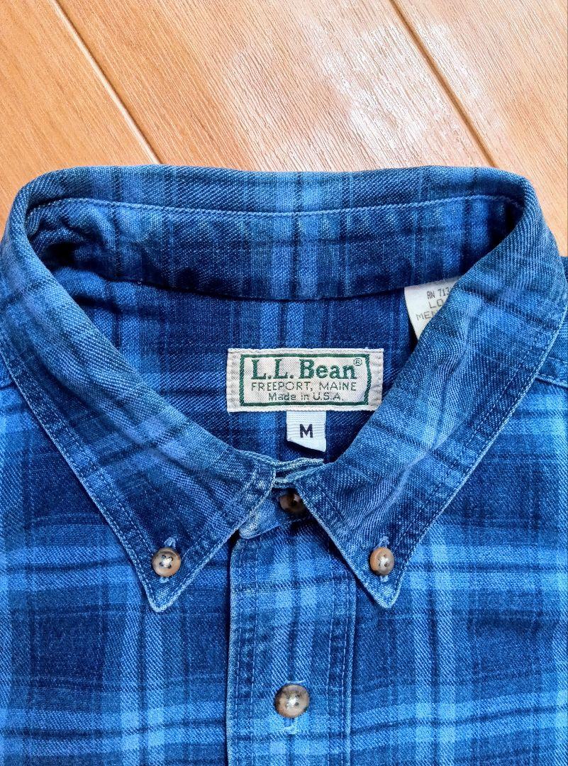 90s L.L.Bean Made in USA③美品！デニムチェックシャツ、M