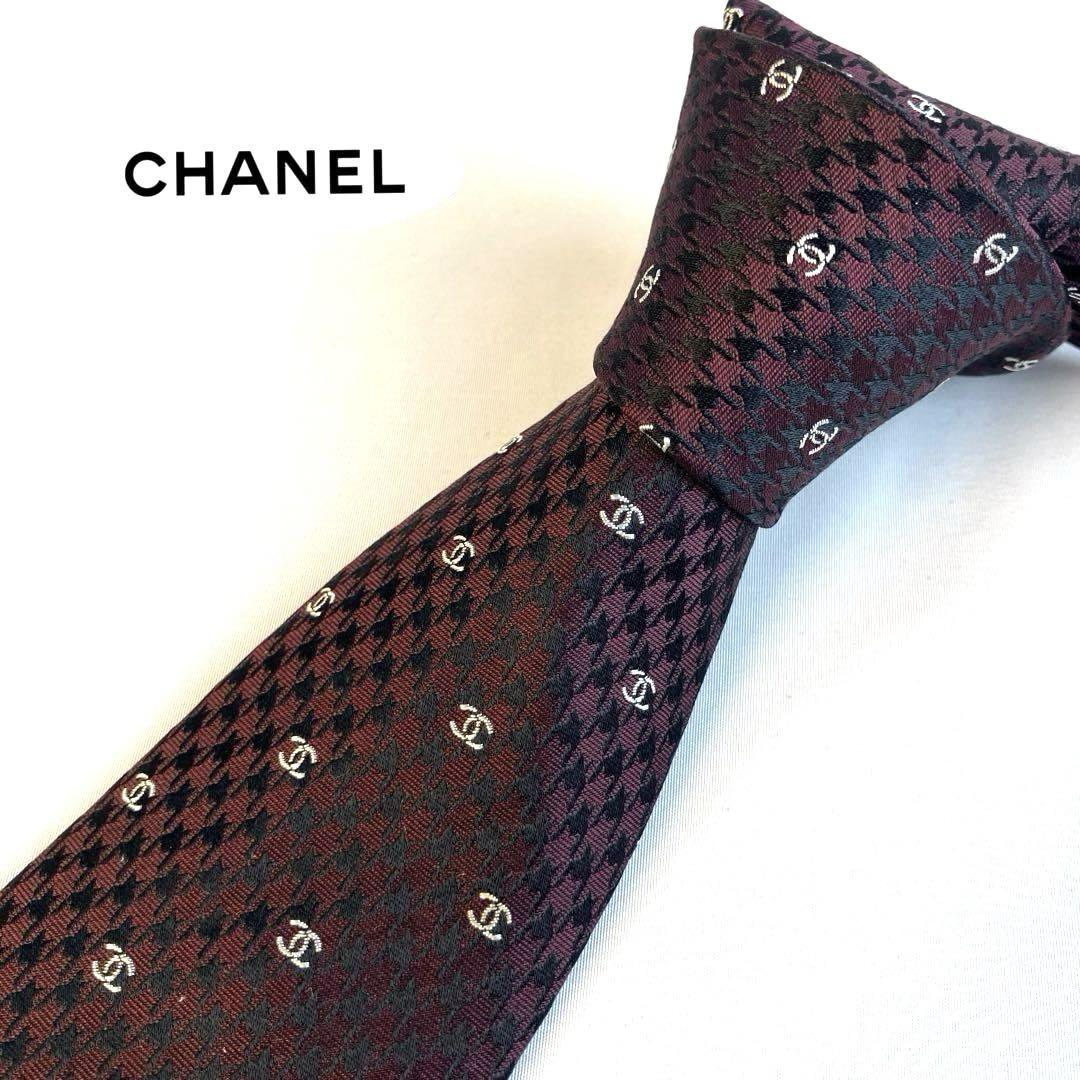 美品 CHANEL シャネル ココマーク エンジェル ネクタイ ボルドー