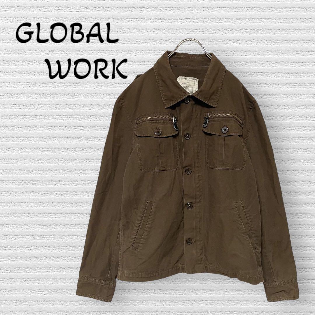 1082【GLOBAL WORK】カバーオール ブルゾン ワークジャケット XL