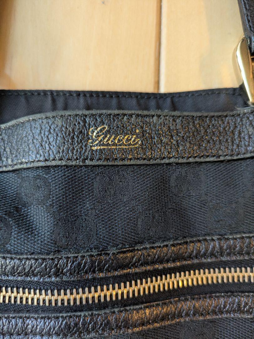 GUCCI　黒 キャンパス地　GG柄 トートバッグ
