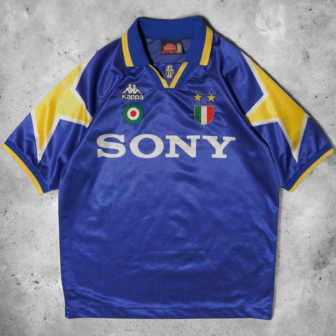 95-96 ユベントス　Kappa ユニフォーム　正規品　SONY ヴィンテージ 95-96☆ユベントス☆KAPPA☆襟付きサッカー ユニフォーム☆正規