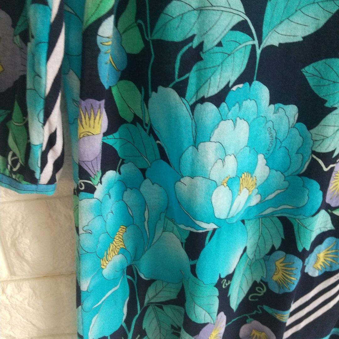 LEONARD FASHION レオナール 花柄 チュニックトリムコットン40
