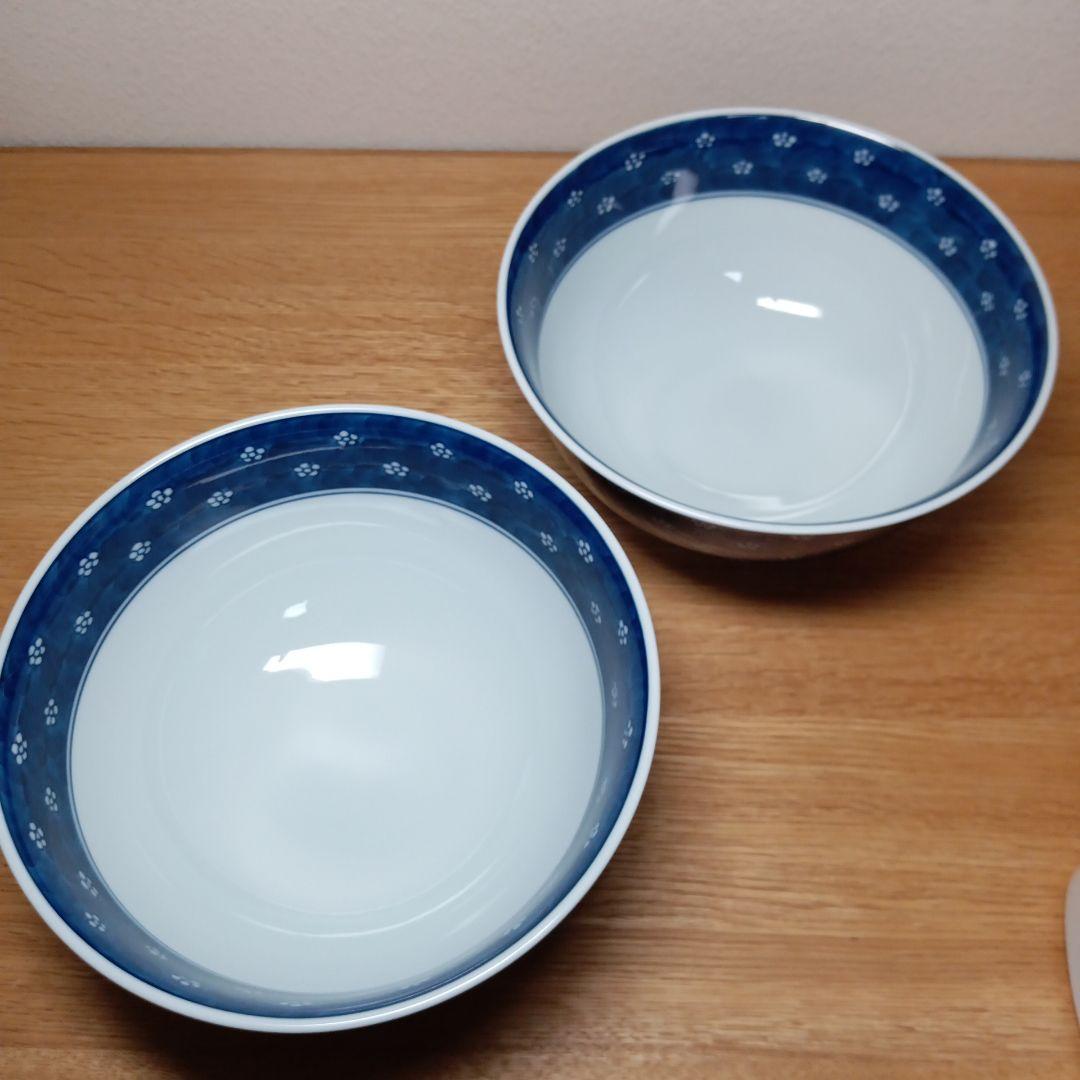 源右衛門窯 染付梅地紋 麺鉢ペア