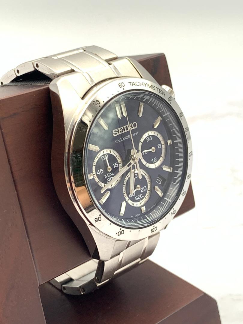 【本日特価】 稼動】SEIKO クロノグラフ 箱付き KSN8T6C ネイビー 時計