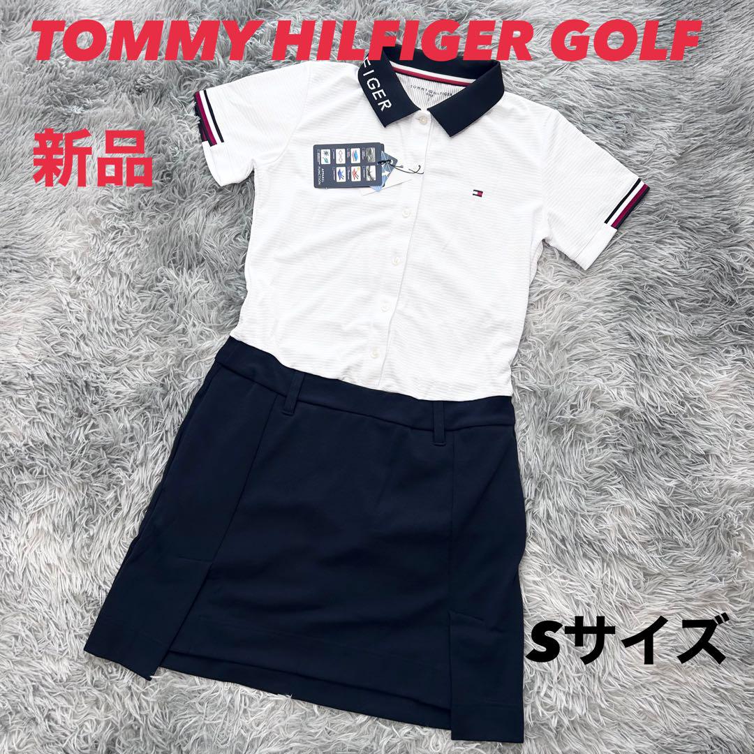 新品　トミーヒルフィガーゴルフ　ワンピース　ホワイト　ネイビー　Sサイズ 7,140円