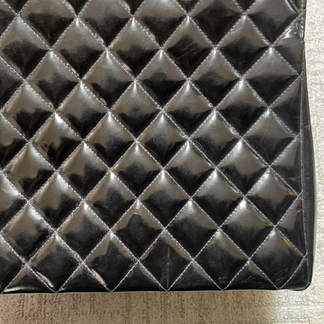 CHANEL チェーンハンドバッグ マトラッセ 黒 エナメル デカココ