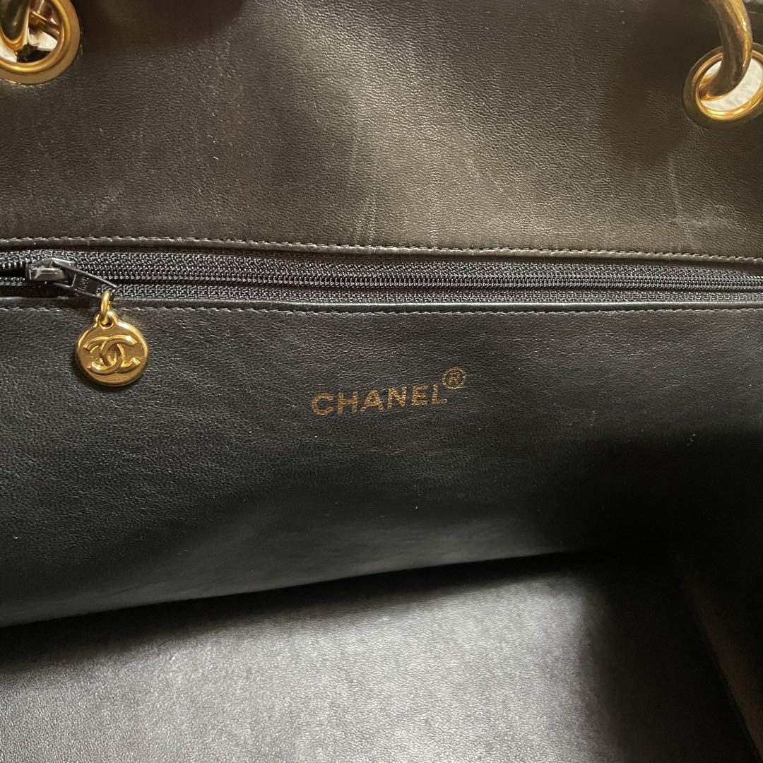 CHANEL チェーンハンドバッグ マトラッセ 黒 エナメル デカココ