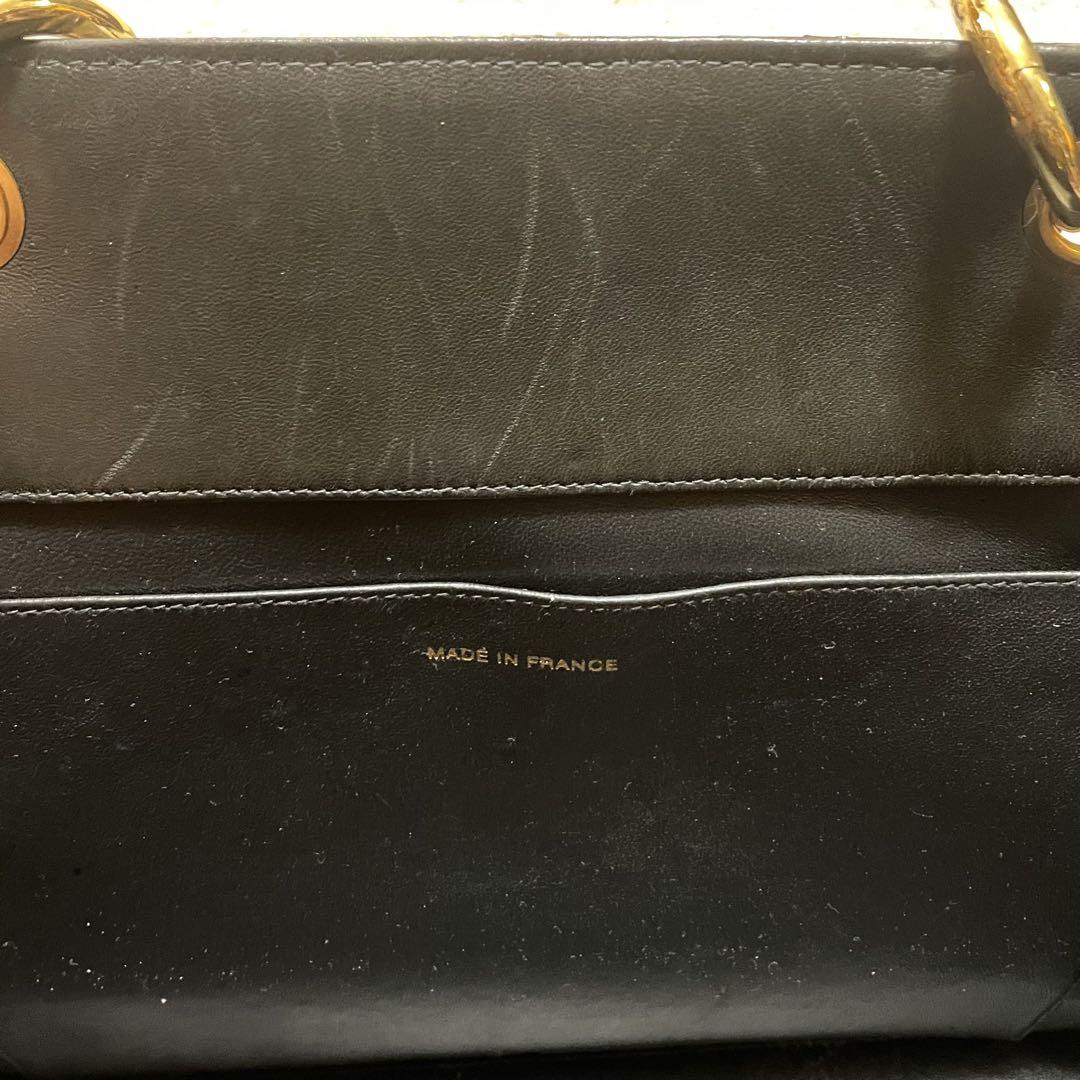CHANEL チェーンハンドバッグ マトラッセ 黒 エナメル デカココ