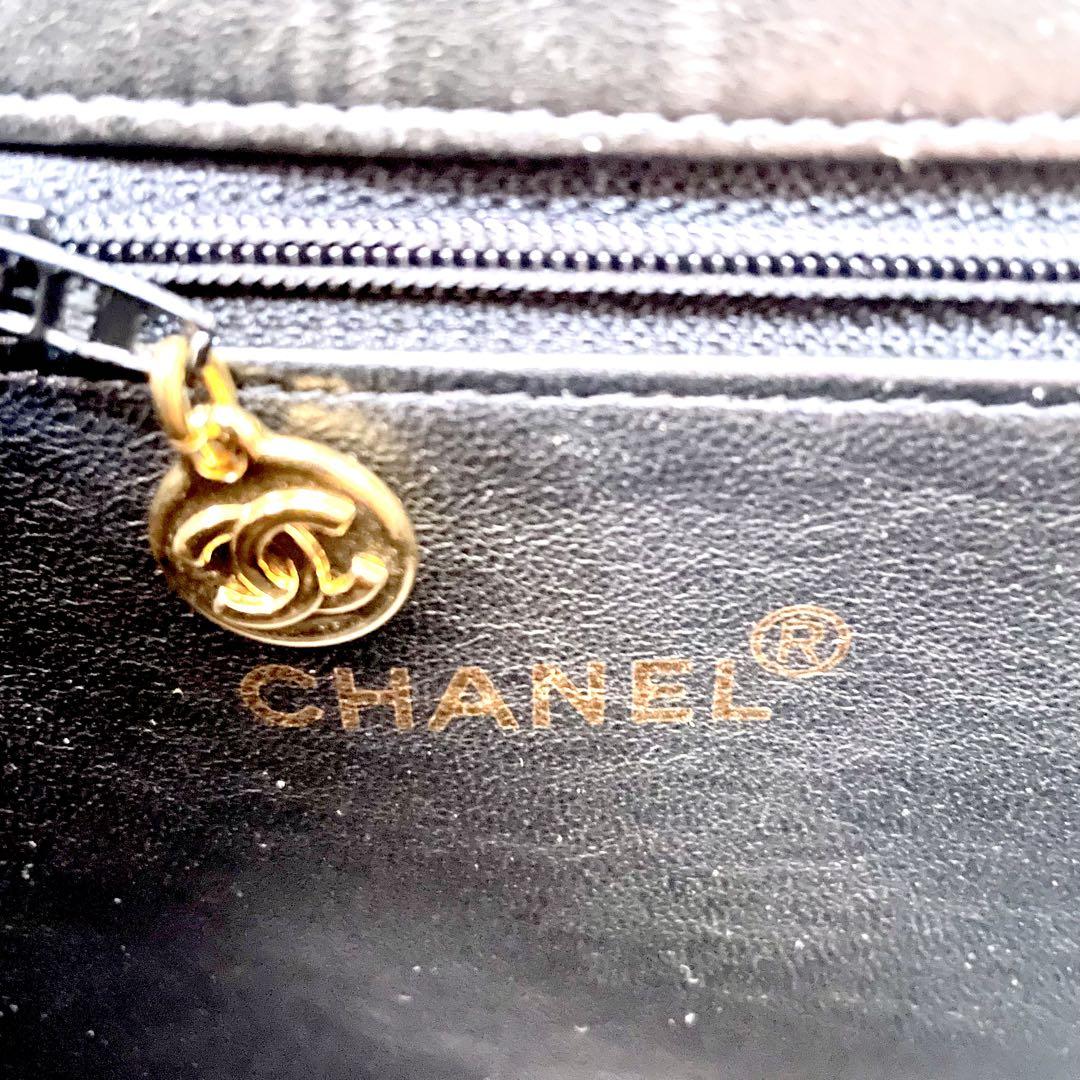 CHANEL チェーンハンドバッグ マトラッセ 黒 エナメル デカココ