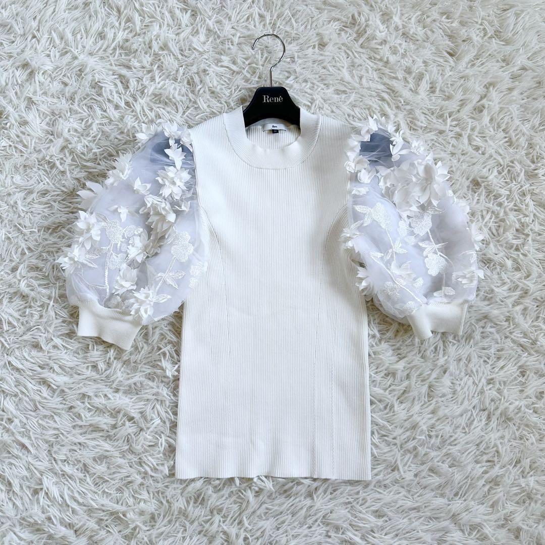 【着用1回】ダブルスタンダードクロージング♡sov. 花柄チュールニットトップス