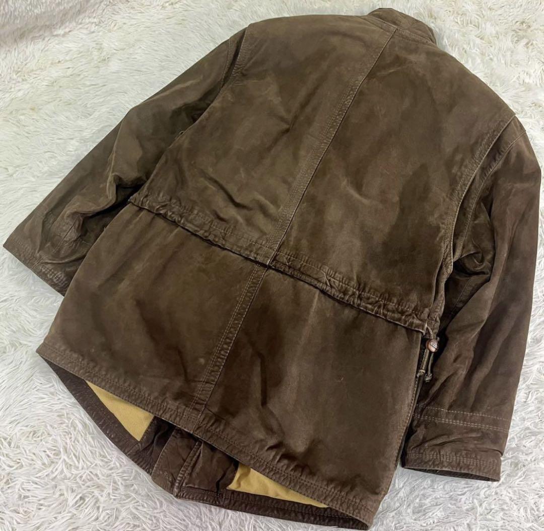 B1203 HUGO BOSS レザージャケット  ヌメ革　立ち襟　ブラウン