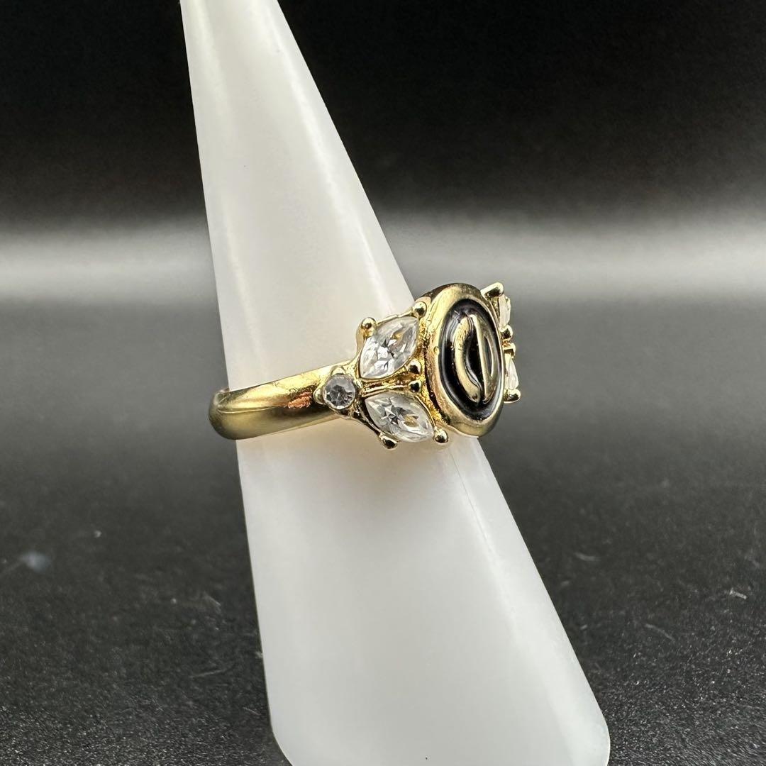 柔らかな質感の 極美品✨ Dior リング 指輪 CD ロゴ ラインストーン 希少 刻印 アクセサリー