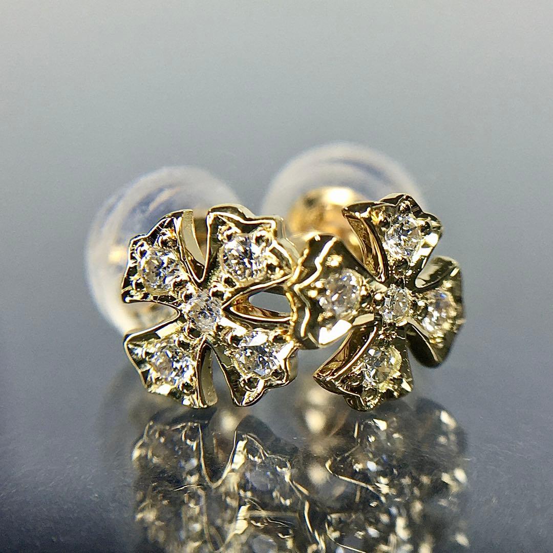 K18YG ダイヤクロス スタッドピアス イエローゴールド 18金 K18YG ダイヤクロス スタッドピアス イエローゴールド 18金