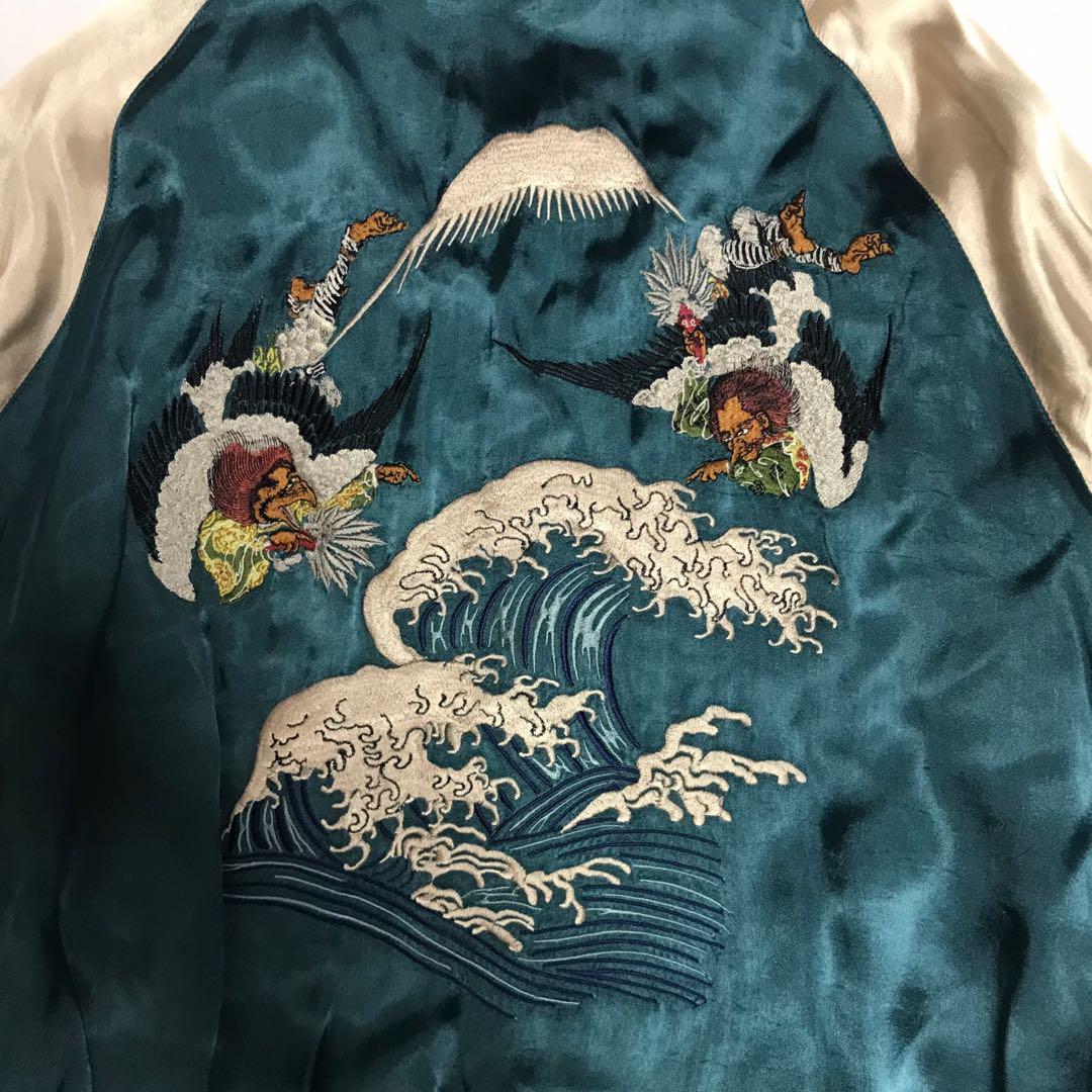 花旅楽団 リバーシブルスカジャン 刺繍 天狗 京都 富士山 ハ