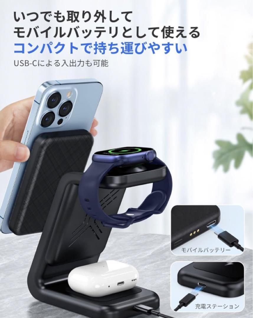 RORRY ワイヤレス充電器 4in1 モバイルバッテリー mag-safe