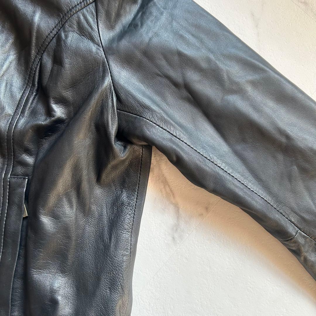 ラムレザー【XL】本革ジャケット♡ブラックレザージャケット♡大きいサイズ♡高級 ラムレザー【XL】本革ジャケット♡ブラックレザージャケット♡大きいサイズ♡高級