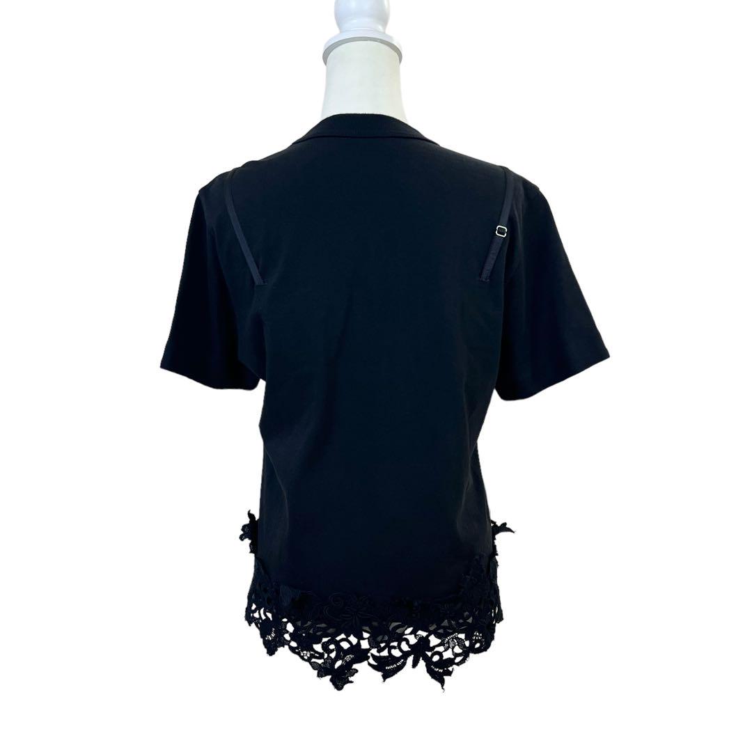 美品♡sacai コットンジャージーレースTシャツ　レイヤード　黒