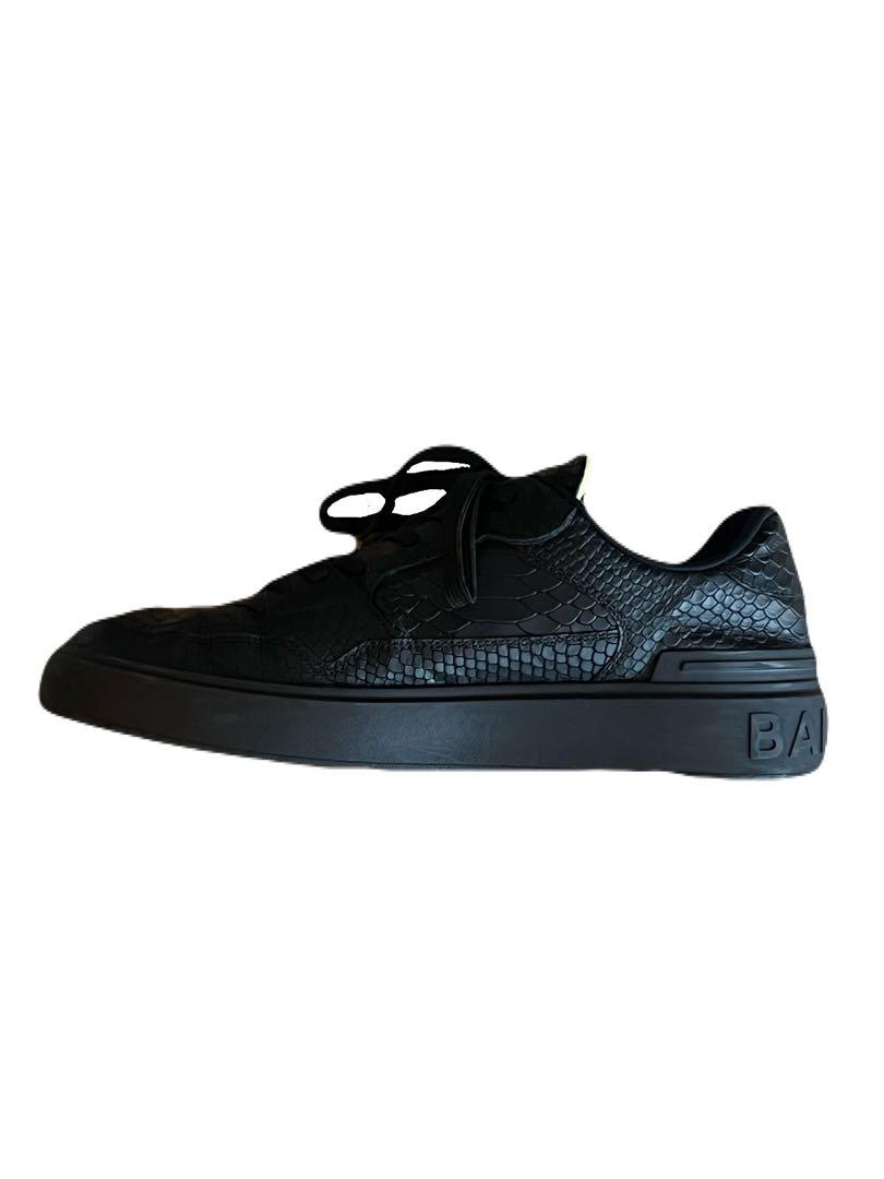 (SALE)(バルマン)スニーカー 女性 皮革 黒 BALMAIN ブラック スニーカー 牛革 イタリア製 サイズ42