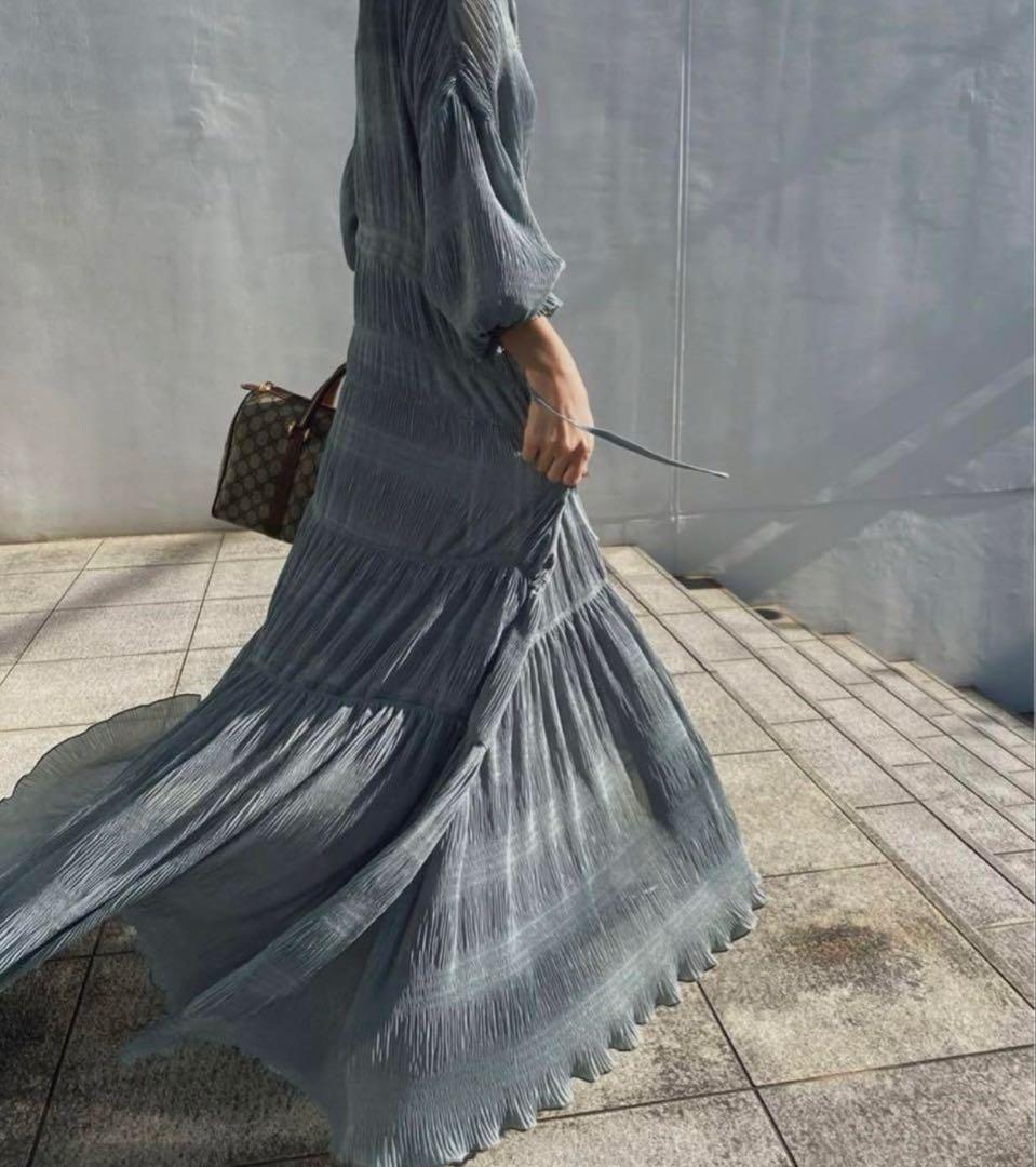 AMERI VINTAGE SHIRRING PLEATS DRESS ミント - メルカリ