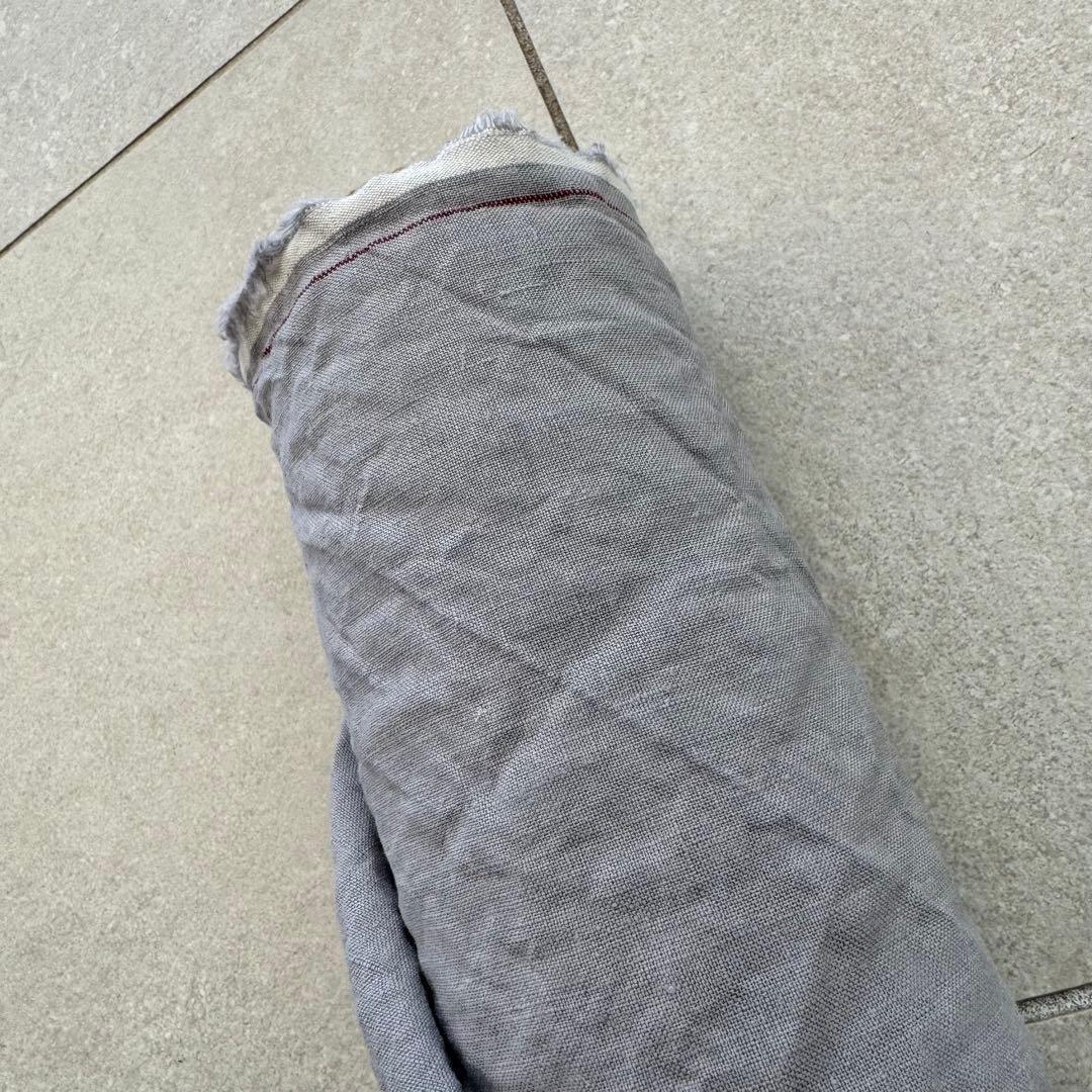 ４０番手リネン生地【３ｍ×布巾】水通し不用リネン100洗いざらしの麻グレー