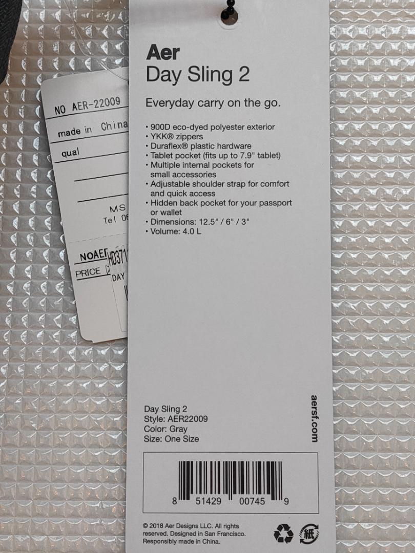 AER エアー デイスリング 2 Day Sling 2 グレー