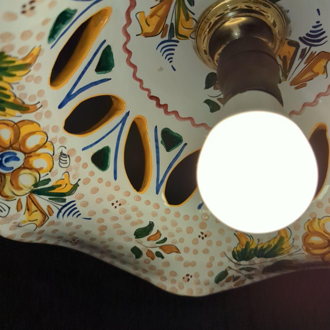 家にありましたシリーズ　スペイン製アンティーク　陶器　電飾