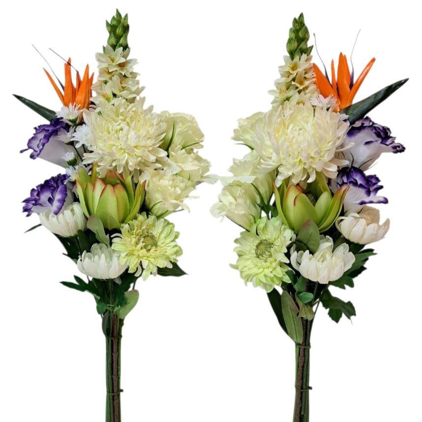 お墓用造花仏花　全長53cm　一対　左右対称　リアル供花　仏壇でも　No221