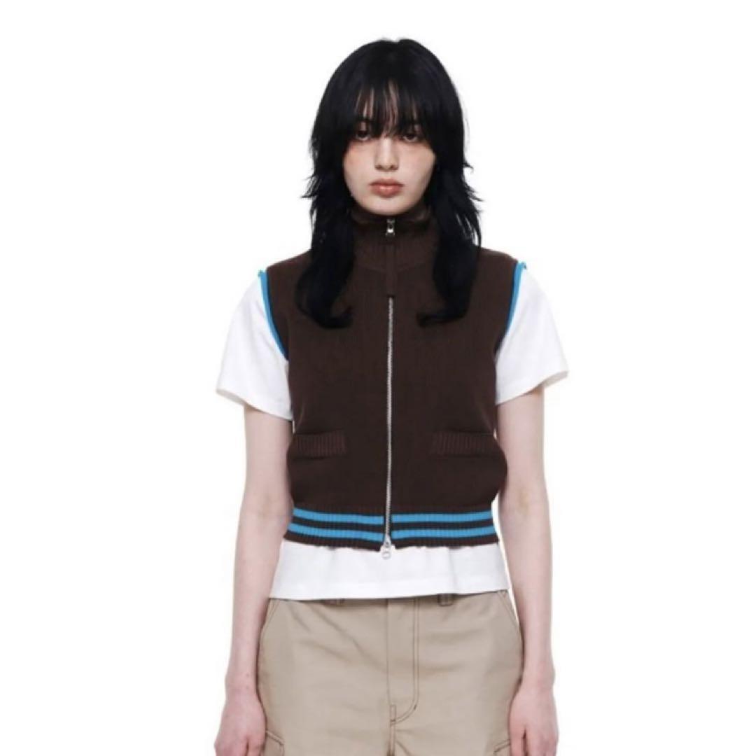 Matin Kim ベスト Sサイズ （MATIN KIM】SPELL POINT STRIPE