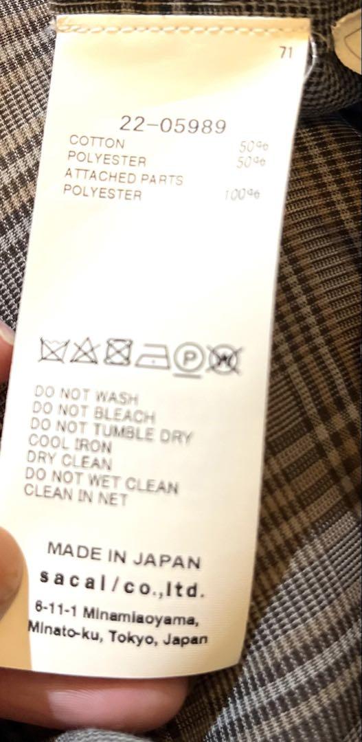sacai 2022SS Glencheck Mix Shirt シアーシャツ - メルカリ
