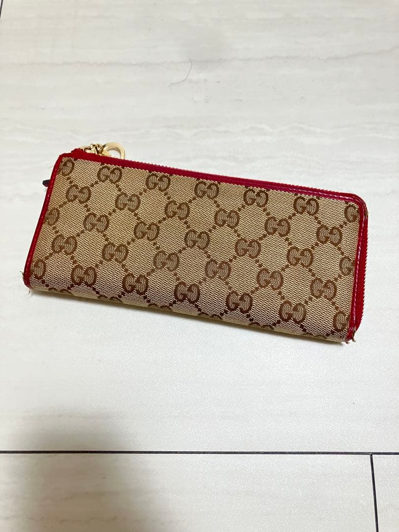 GUCCI GGパターン 長財布 ベージュ/レッド