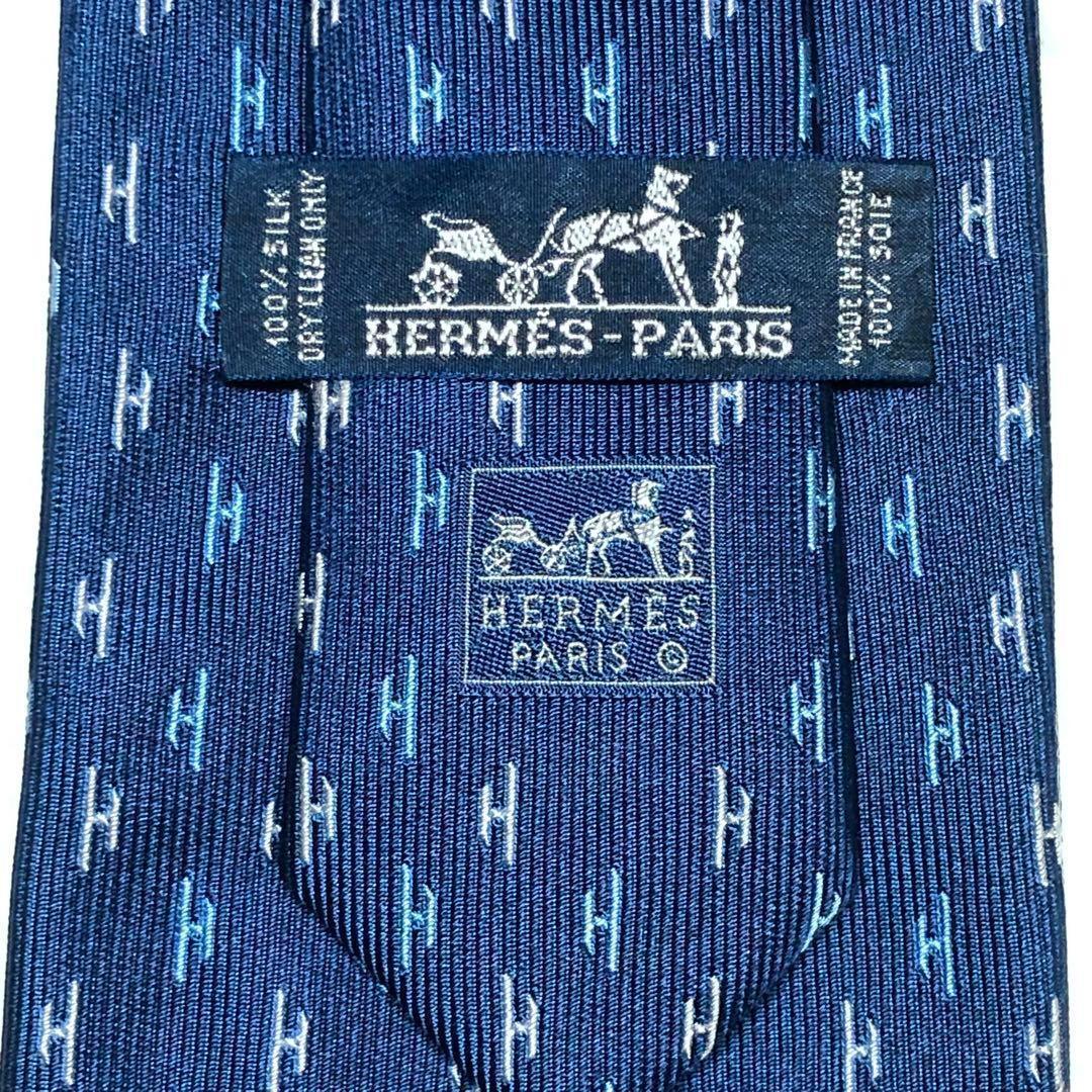 HERMES★エルメス ネクタイ H柄 パターン ネイビー ビジネス プレゼント HERMES☆エルメス ネクタイ H柄 パターン ネイビー ビジネス